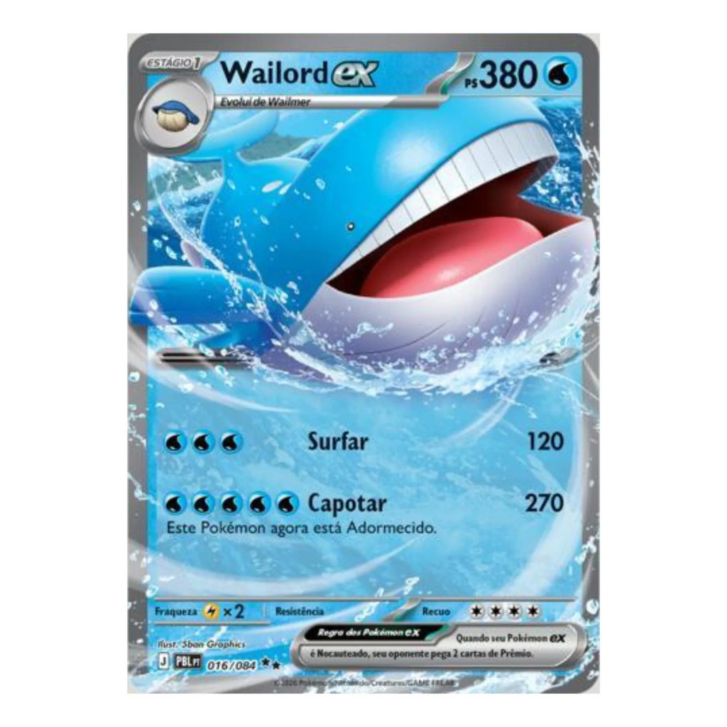 Pokémon Wailord Ex 016/084 Dupla Rara Escuridão Absoluta