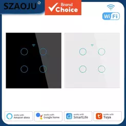 AXUS Tuya WiFi Interruptor De Luz Inteligente Ue 1/2/3 Gang Touch Sem Parede Neutra Funciona Alexa Google Home