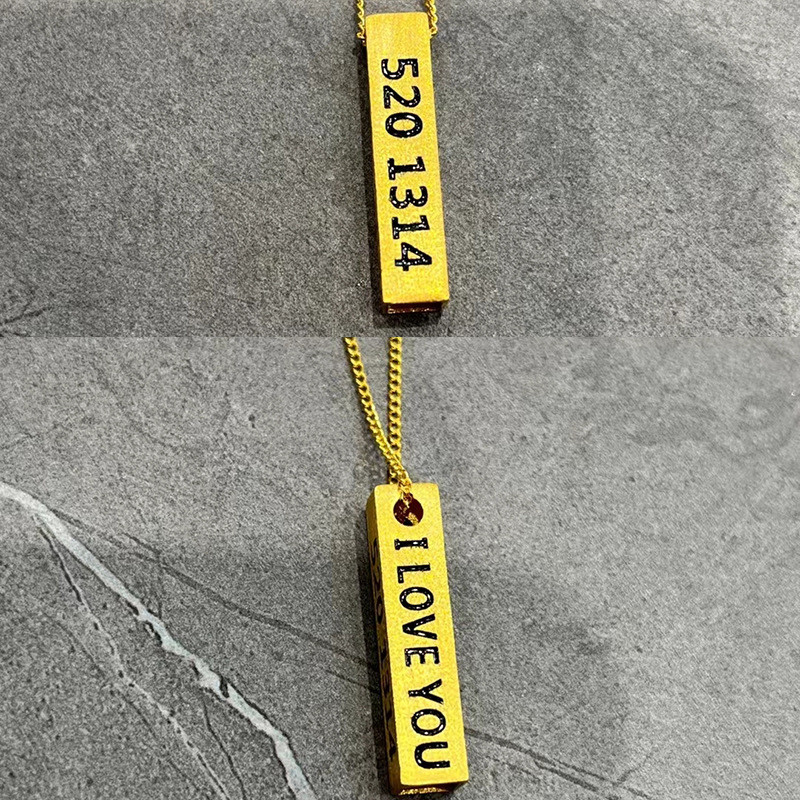 Casal vietnã areia ouro colar quadrado pingente colar moda requintado All-Match simples cobre banhado a ouro presente pa
