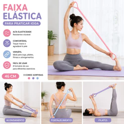Faixa Elástica para Yoga Pilates Alongamento e Exercícios 46 cm – Cores Sortidas