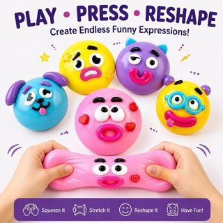 Smushers Squishy Dog Face Swap Stress Balls Relief Desk fidget Toy Acessório Para Criança Adulto