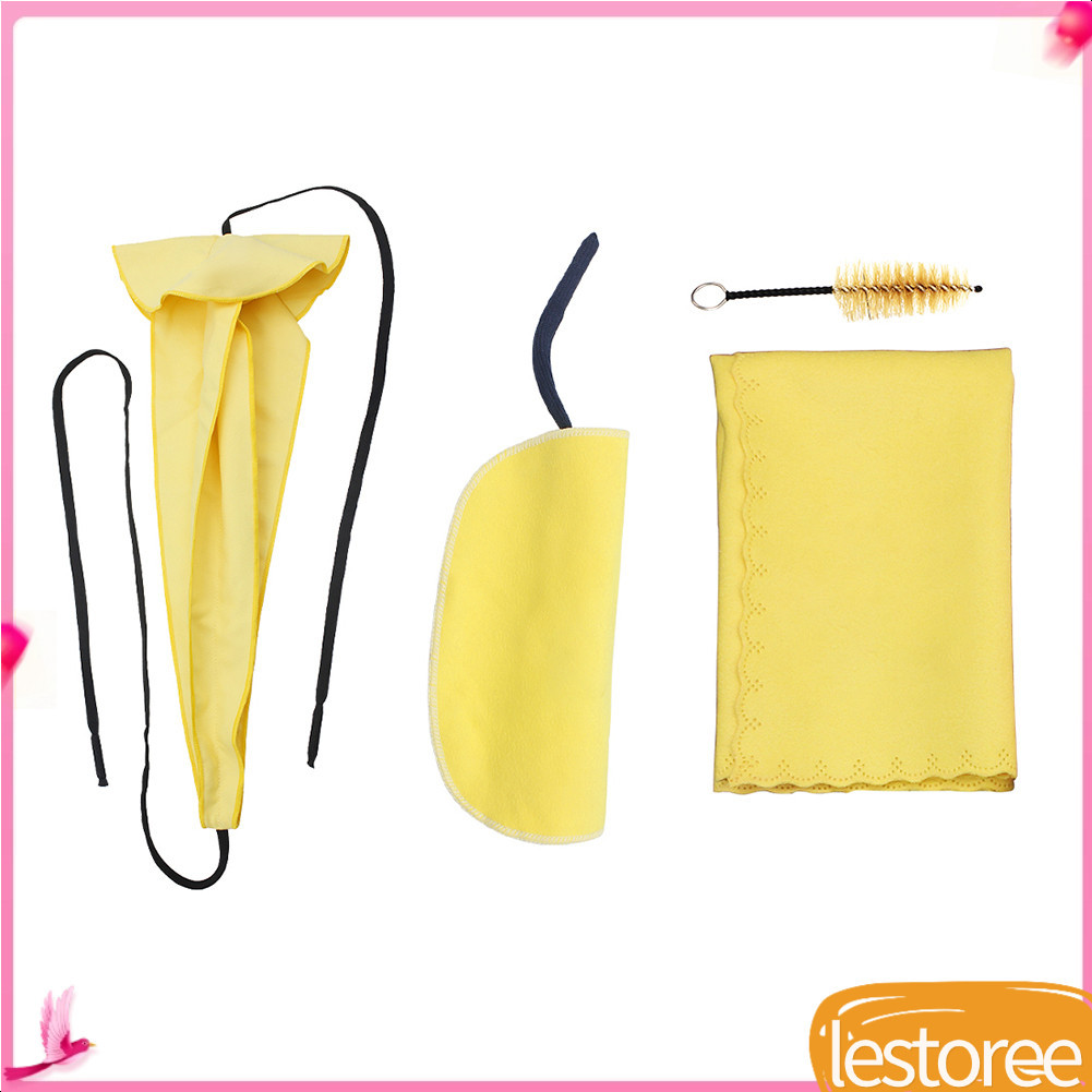 Lestoree.br Conjunto de limpeza de saxofone 3 peças de pano e 1 escova de bocal para kit de manutenção de instrumentos