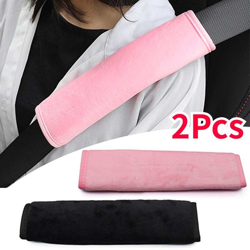 Conjunto de 2 peças de protetores de ombro para cinto de segurança de carro, almofada macia e confortável de pelúcia ros