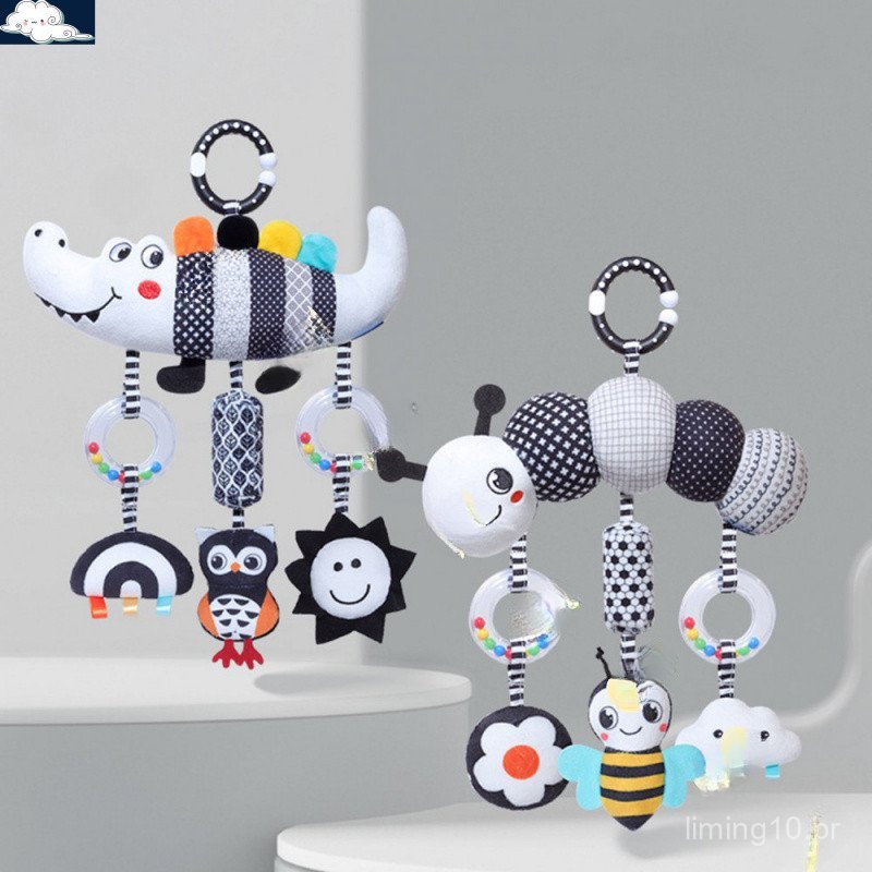 Brinquedos Sensoriais De Desenvolvimento Infantil De Bebê Preto E Branco De Alto Contraste Carrinho Pendurados Na Cama C
