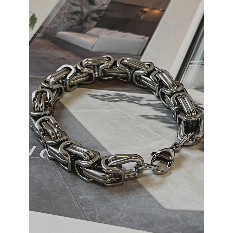 Estilo europeu americano masculino titânio aço prata pulseira Multi-enrolamento corrente cubana Hip-Hop boate motociclet