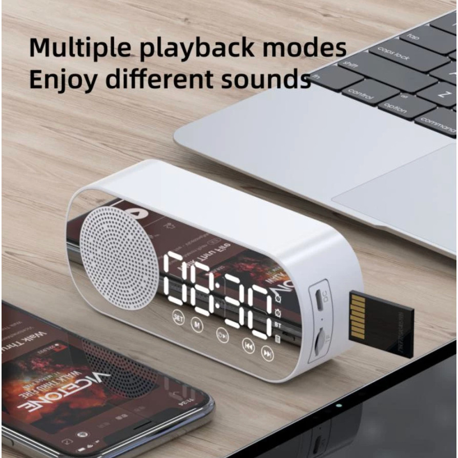 Rádio Retro Com Relógio Despertador Exibição De Hora Bluetooth Portátil Espelho USB