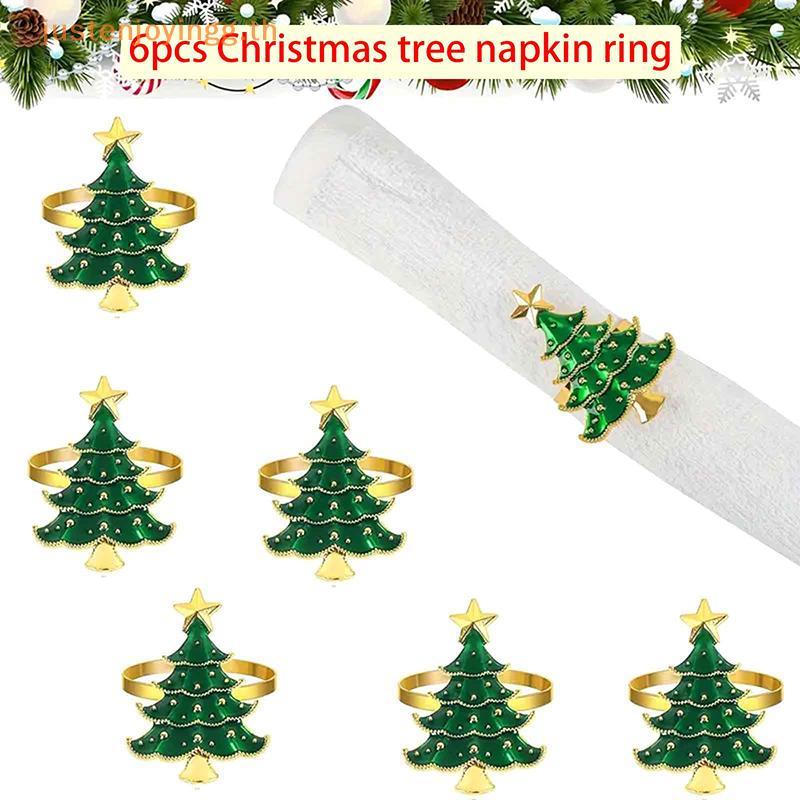{ JJTH } 6 Peças De Anéis De Guardanapo De Natal , Enfeites De Árvore Casa , Cozinha , Mesa De Jantar , Decoração , Supr