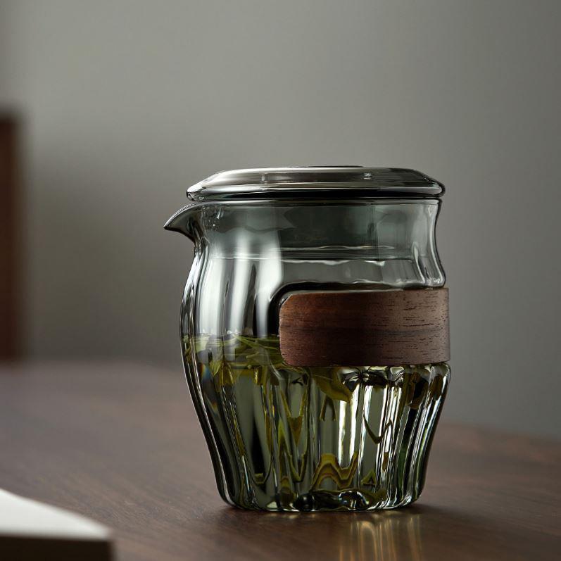 Bule de vidro não quente estilo japonês, pote de mão engrossado, resistente a altas temperaturas com filtro, conjunto de
