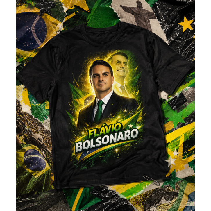 Camiseta Flavio Bolsonaro Unissex 100% Algodão Estampa Politica Casual Patriota Brasil — imagem 2 de 2