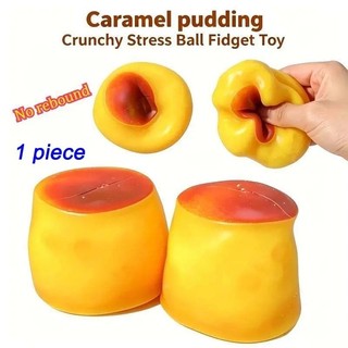 Bola Antiestresse Moldável Crocante com Textura de Pudim de Caramelo, Brinquedo Fidget, Bola de Apertar Crocante, Blocos