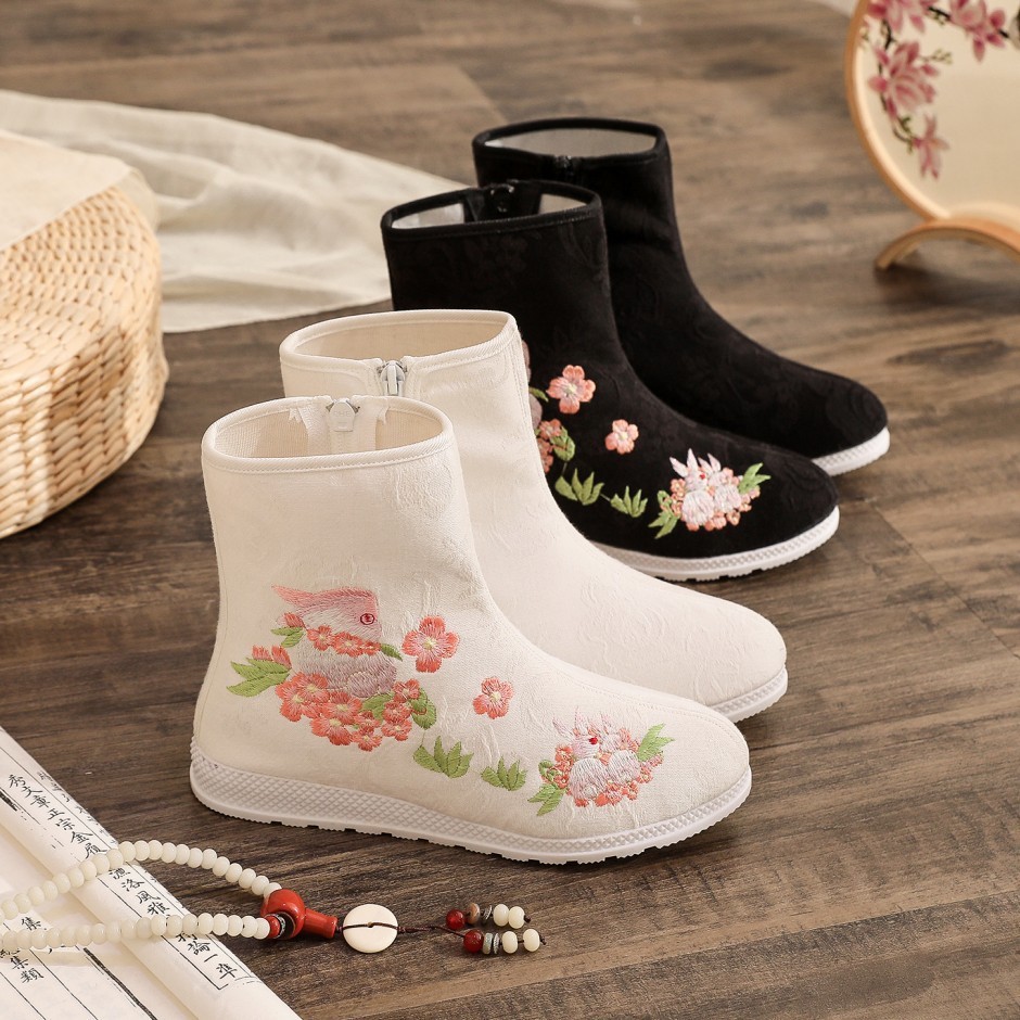 Outono inverno estilo velho pequim botas bordadas de alta qualidade estilo étnico plana mãe sapatos de pano sapatos de d