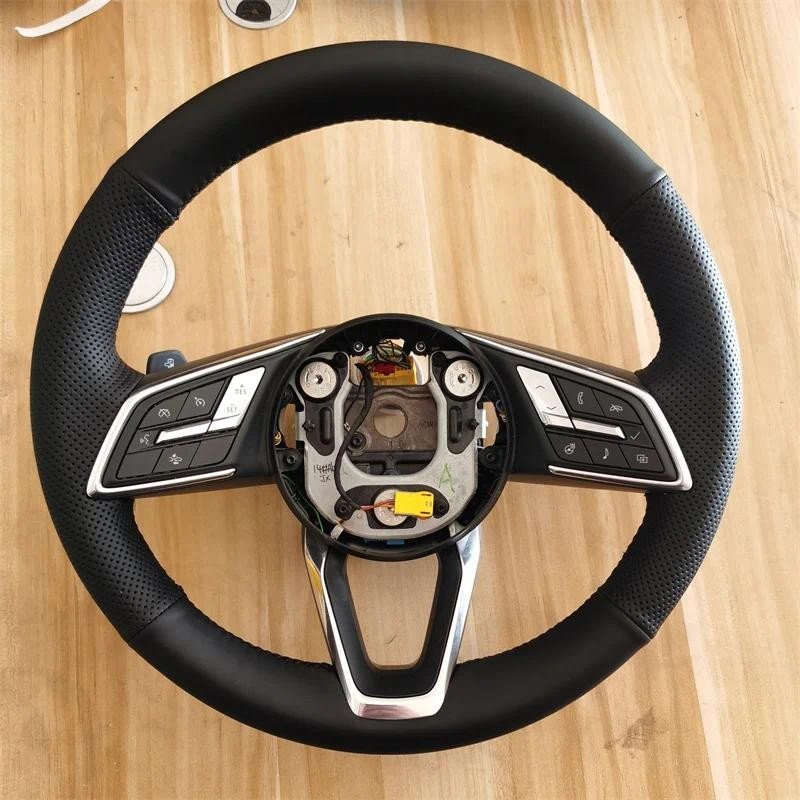 Para Buick E5 2023 Mão Costurado Antiderrapante Capa De Volante Do Carro Trança Couro Genuíno Preto Interior Peças De Au