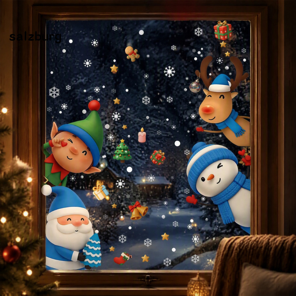 < salzburg > Presentes Decorativos Para O Natal , Lindos Adesivos De Janela 3D , Arte Em PVC De Casca Fácil Exibição De 