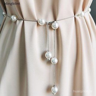 [blingblint] Cinto De Pérola Feminino Com Corrente Fina Para Vestido , Decorativo De Cintura Skinny BR