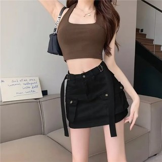 Saia Casual Feminina de Verão, Estilo Americano, Cintura Alta, Corte A, Minissaia, Saia Justa, Saia Culotte BLSX