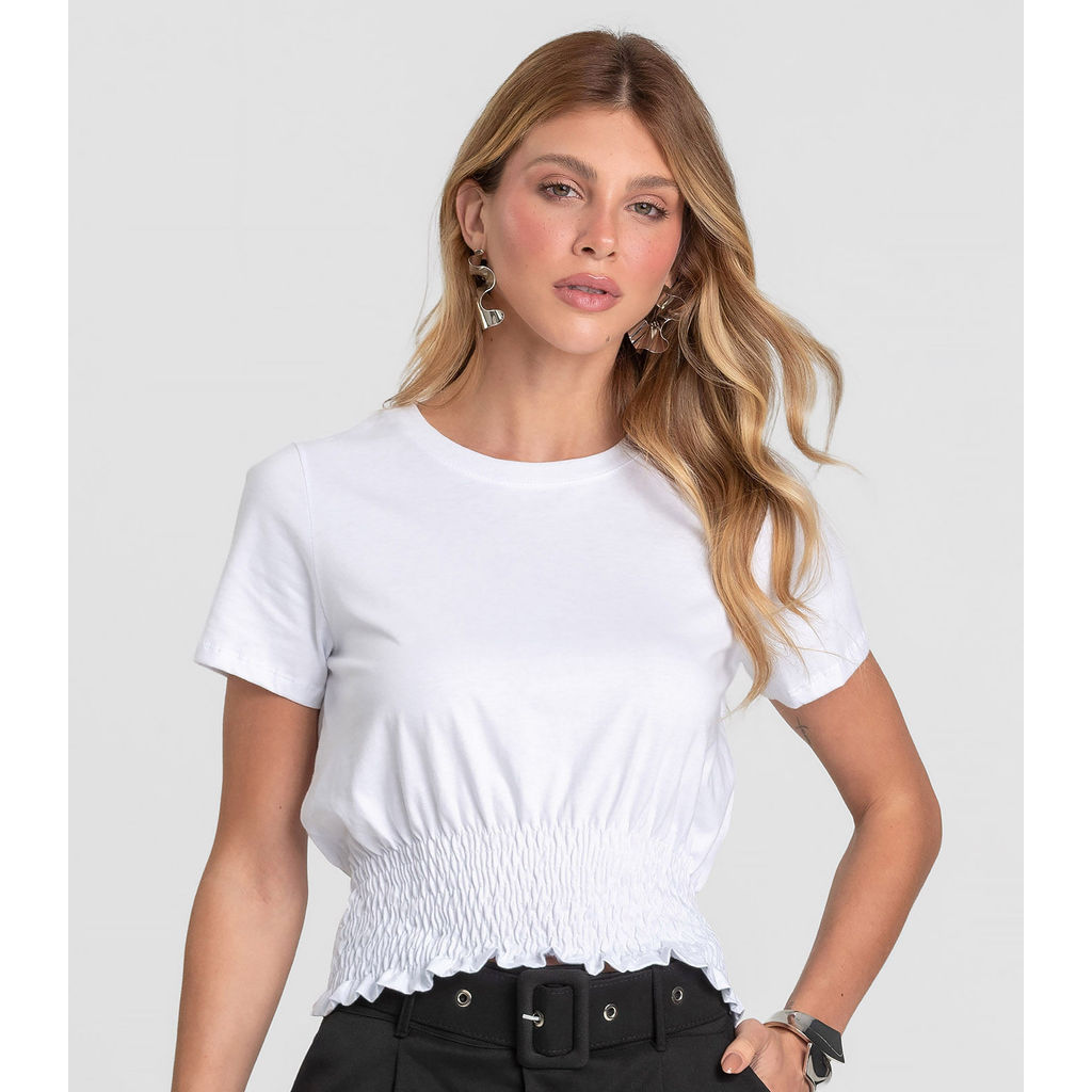 Blusa Feminina Com Lastex Dianna Branco