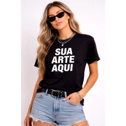 Camiseta Baby Look Com Frase ou Logo Personalizada, Sua Frase, Sua Logo Ou Arte corte folgado, para uso cas