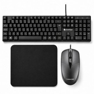 Teclado mouse mousepad office com fio usb pc notebook computador barato garantia