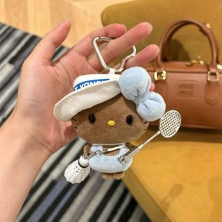 Novas ervilhas bonito gatinho pingente de couro preto saco de Badminton boneca de pelúcia pingente chaveiro presente