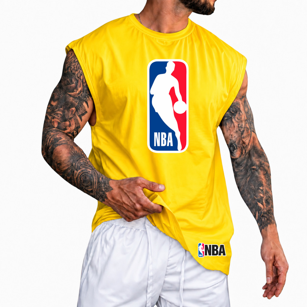 Regata Machão Oversized NBA 100% Algodão Camiseta Cavada Musculação Streetwear Treino Academia