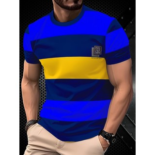 Camiseta masculina estampada em 3D da moda, gola redonda, mangas curtas, camiseta de verão com gola redonda, roupa Casua