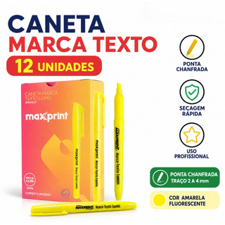 Marca Texto Maxprint Lumis Amarelo Caixa com 12 Unidades