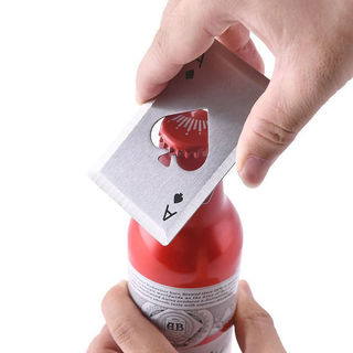 Abridor de Garrafas de Aço Inoxidável para Cartas de Baralho, 1 Peça, Ferramenta Portátil para Bebidas em Festas e Bares