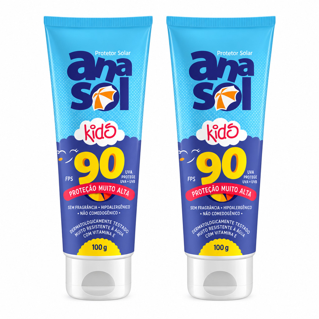 Kit 2 Protetor Solar Infantil FPS90 Dupla Proteção 100g