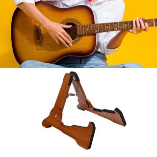 Suporte de exibição de guitarra de bambu sólido suporte de piso com moldura de EVA macio dobrável para baixo elétrico