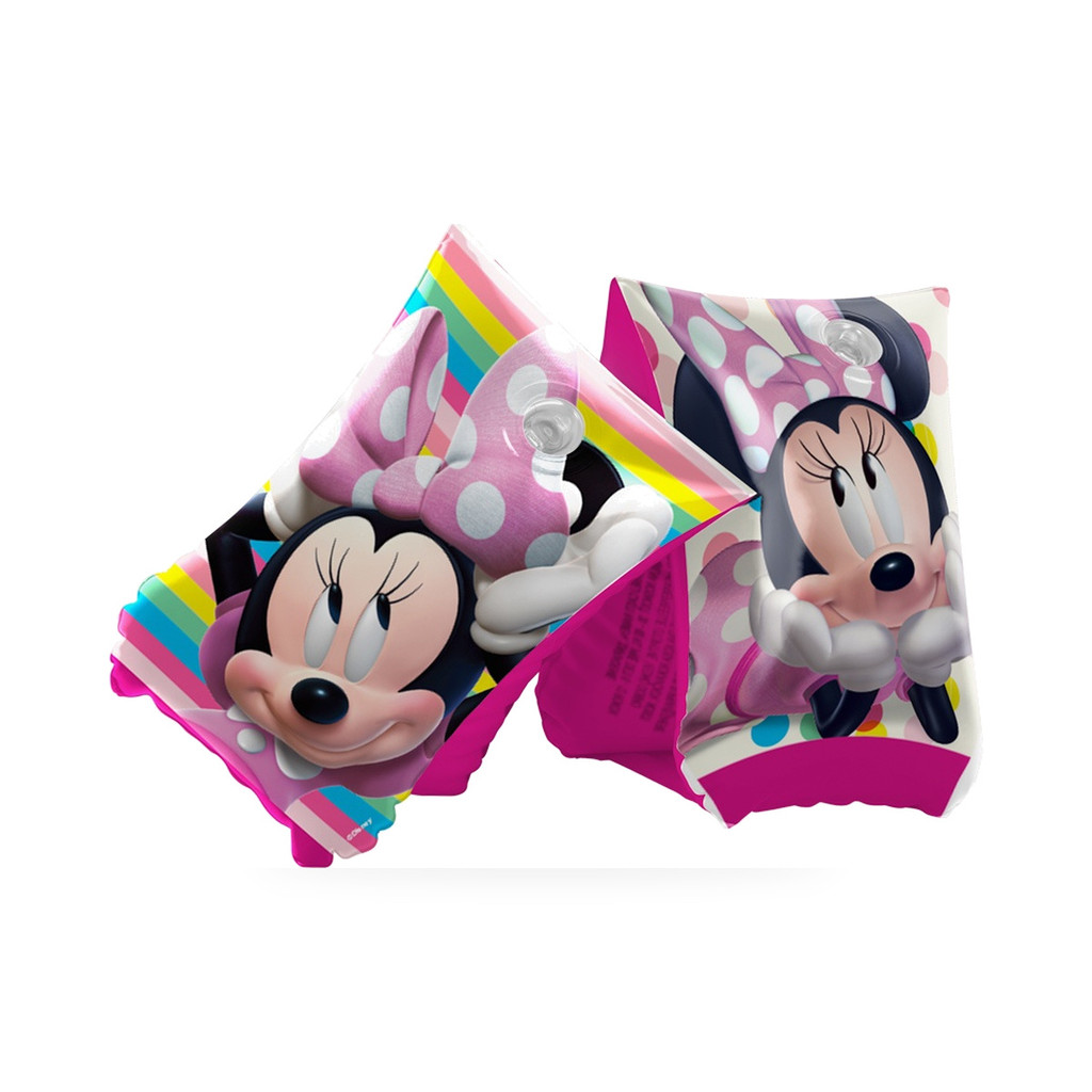 Boia De Braço Infantil Inflável Minnie Piscina 1 Par 18x14cm Até 18kg Etitoys