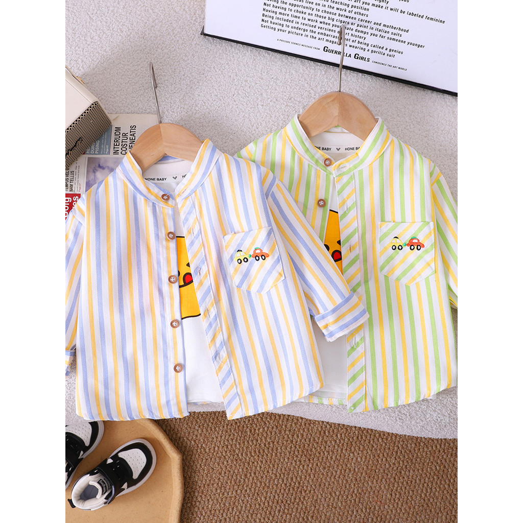 Meninos listrado camisas de manga comprida crianças primavera outono camisas roupas infantis bebê puro algodão topos beb