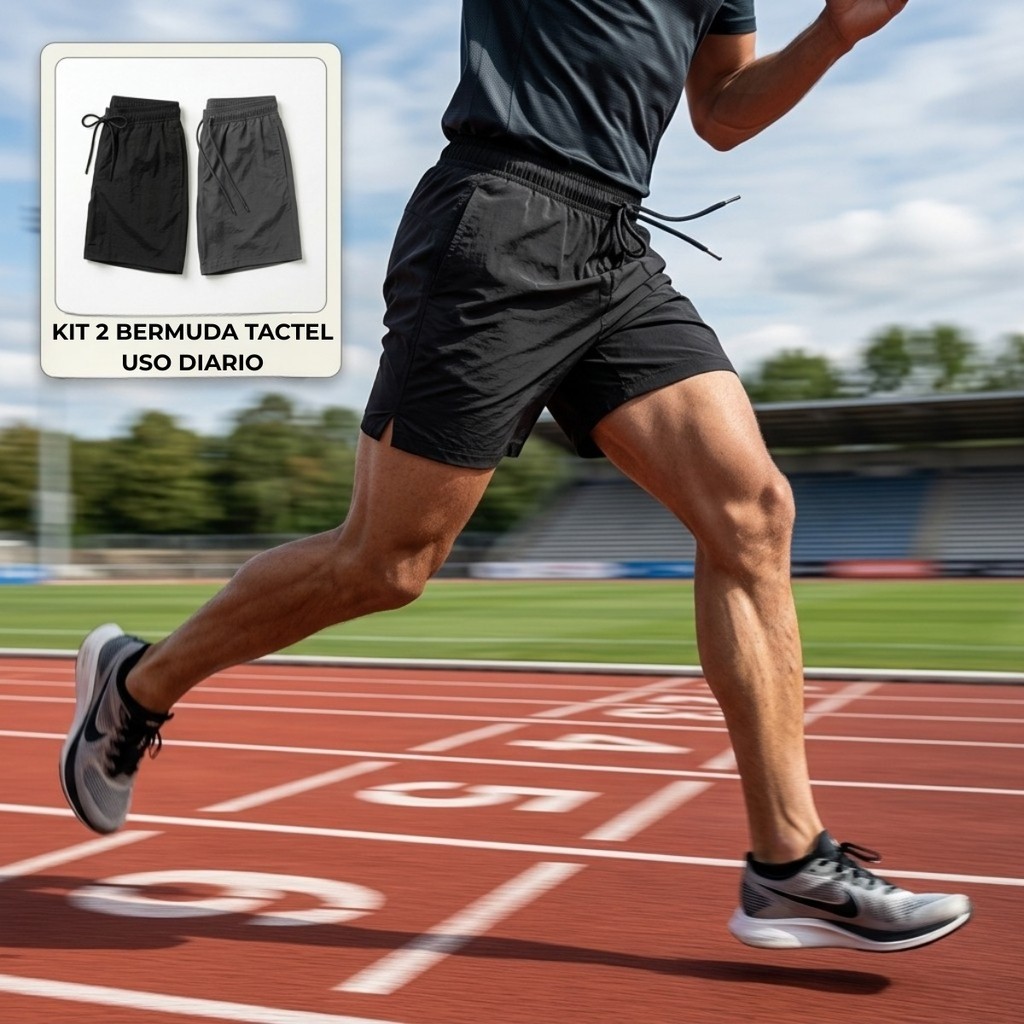 Kit 2 Shorts Masculino Tactel Elastano Bermuda Esportiva para Academia Treino Praia e Dia a Dia