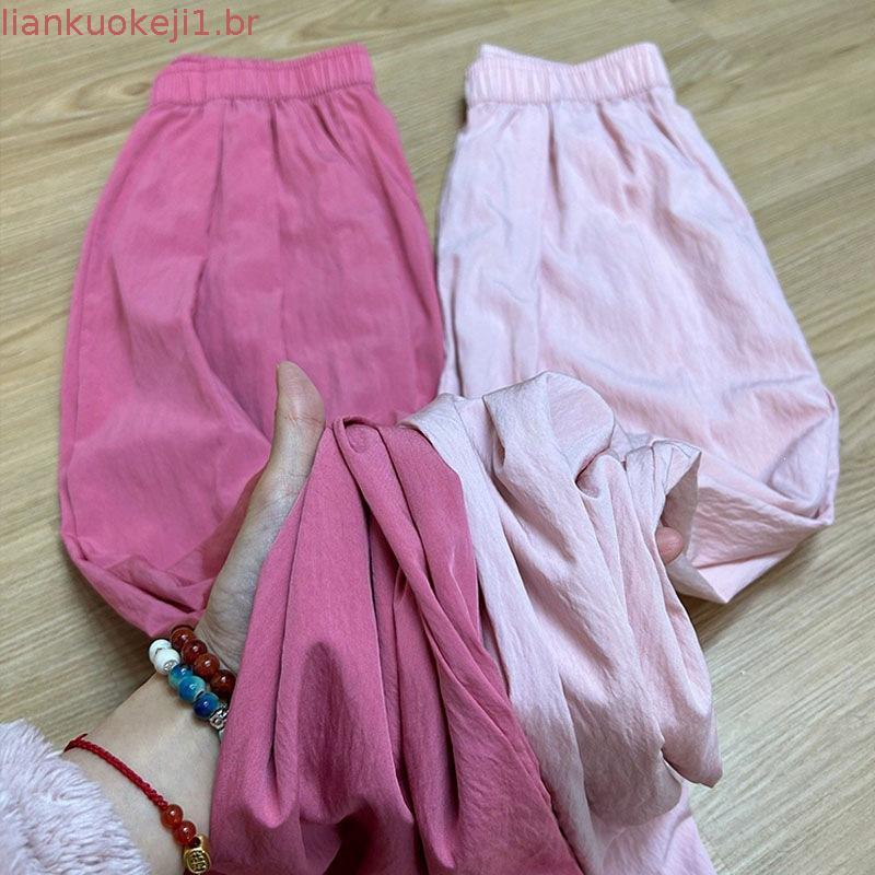 Framboesa rosa gelo seda Yamamoto calças femininas verão fino cintura alta Drape textura sentimento plissado pequeno em 