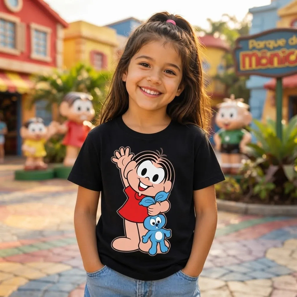 Camiseta Infantil Blusa Personagem Fofa Coelhinho Azul Algodão Confortável Estampa Divertida Dia a Dia Presente