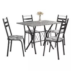 Conjunto De Mesa Itália Com 4 Cadeiras 1,20m Artefamol Dark/ Granitado
