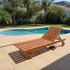Espreguiçadeira de Madeira Maciça para Piscina Marrom Maldivas 192 x 64cm 1