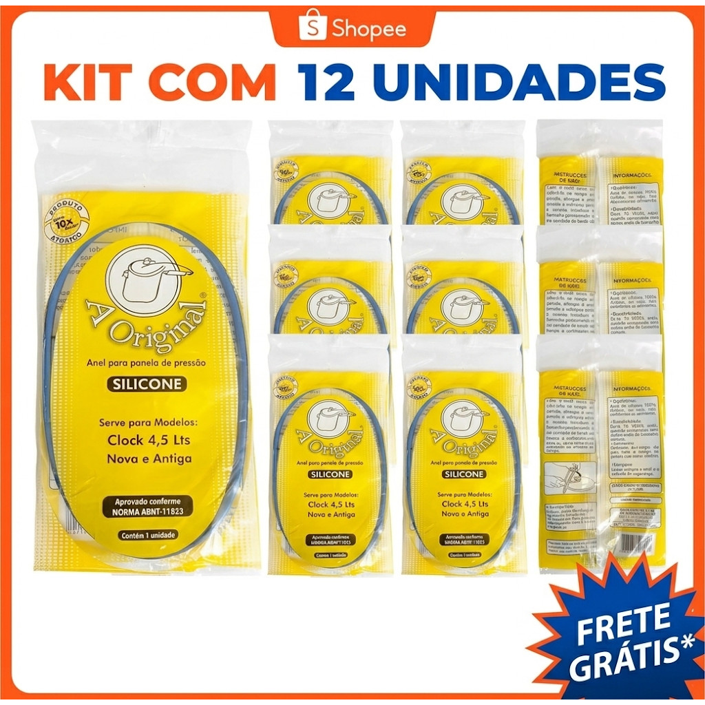 Kit 12 Borracha panela de pressão A Original Silicone universal 4,5lts
