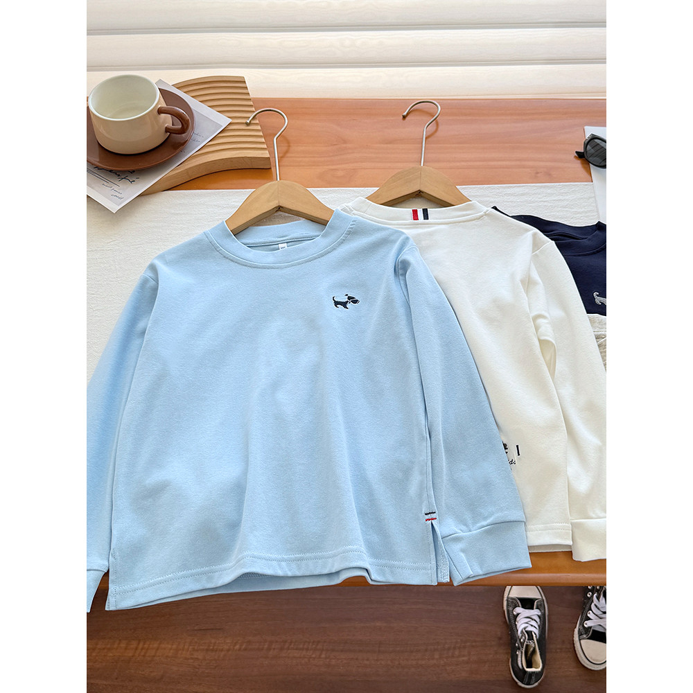 2026 outono novo estilo meninos camiseta de manga comprida primavera outono versão coreana crianças Casual estilo ociden