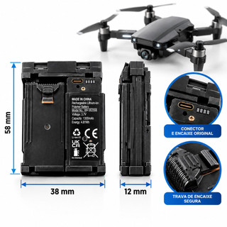 Peça de reposição 3,7V 1300mAh 4,81Wh para Drone GT8