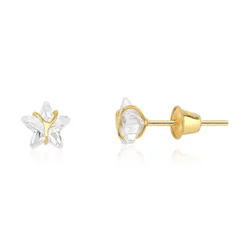 Brinco de Ouro 18k Estrela com Zircônia e Detalhada
