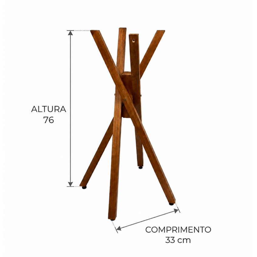 Pé Base De Madeira Maciça 100 % Resistente Para Tampo De 80/90 Cm — imagem 2 de 2