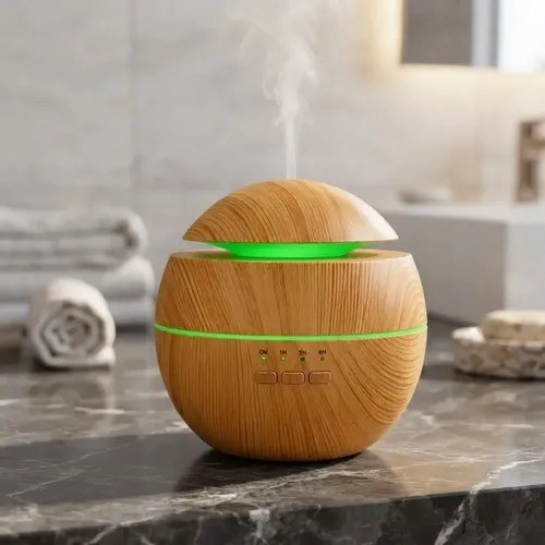 Umidificador de Ar 130ml Difusor De Aromas Led Madeira