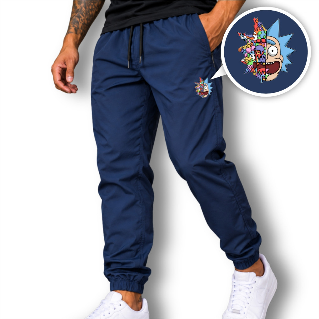 Calça Tactel Masculina Jogger RICK&MORTY04 Esportiva Fitness Academia Treino Corrida Caminhada Casual Confortável Leve