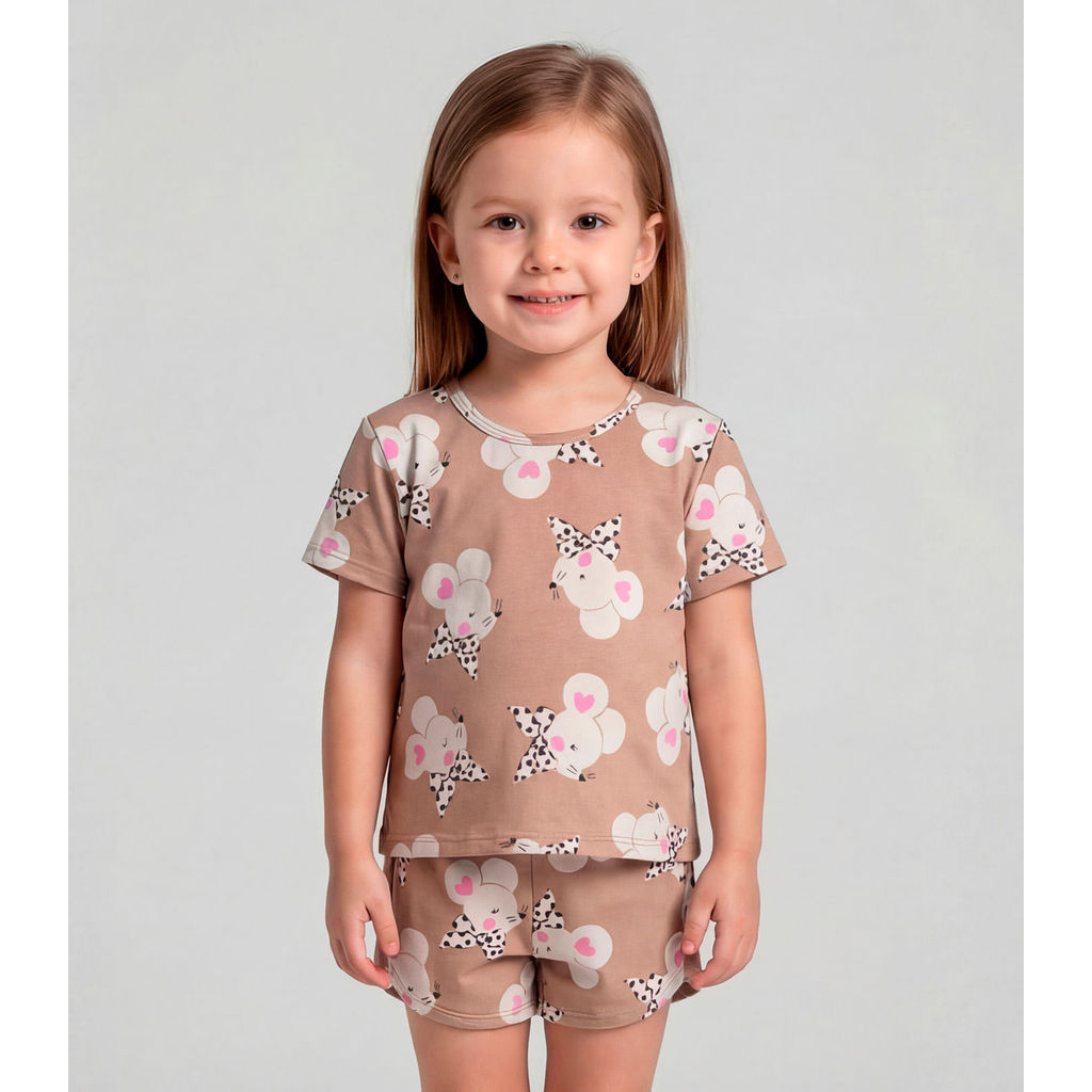 Conjunto Infantil Blusa e Shorts Select Marrom