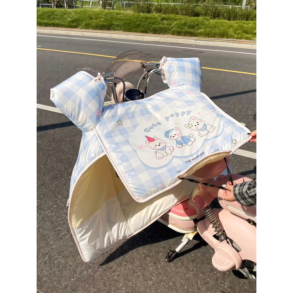 Desenhos animados filhote de cachorro veículo elétrico pára-brisa colcha Extra grosso bateria carro capa chuva motocicle