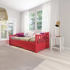 Bicama Solteiro American Estilo Sofá em Madeira Maciça Vermelho Vermelho