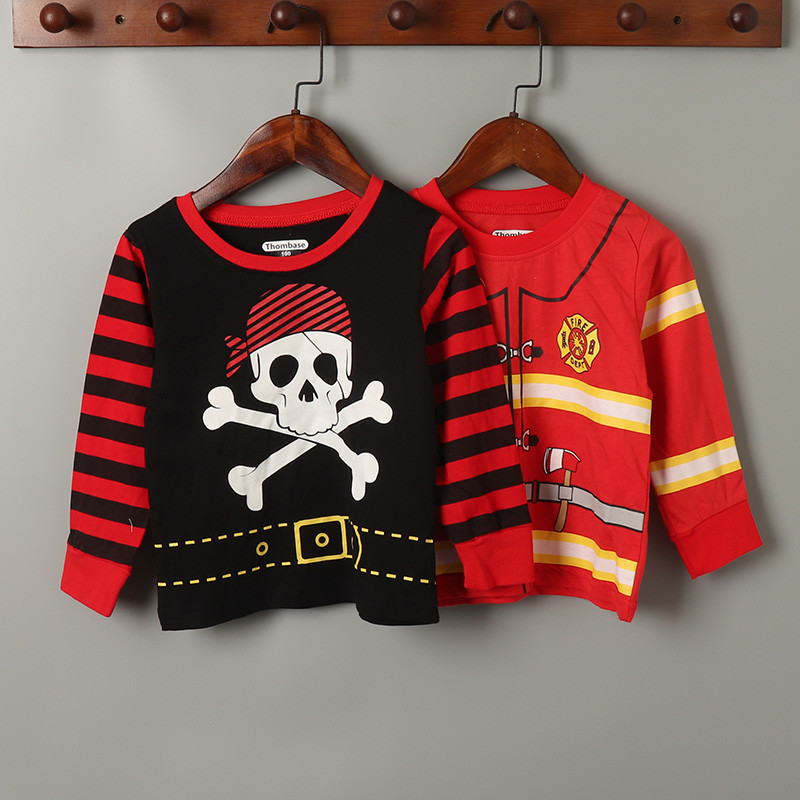 Comércio exterior primavera outono médio pequeno crianças meninos camiseta de manga comprida pulôver camada Base 100-140
