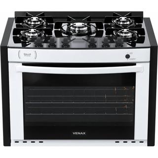 Fogao de embutir 5 Bocas Venax Gaudi Prisma Vitreo Bl Branco Gas Glp