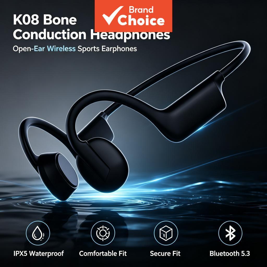 SPRISE K08 Fones de Ouvido de Condução Óssea Bluetooth IPX5 à Prova D'água Conforto Ajuste Bateria de Longa Duração com 
