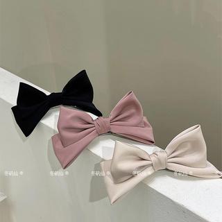 Suave cetim grande arco primavera clipe feminino High-End cor sólida grampo de cabelo simples temperamento volta cabeça 